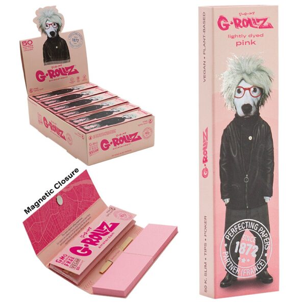 G-Rollz | Pets Rock 'Soup' Pink - 50 KS Slim Papers + Tips